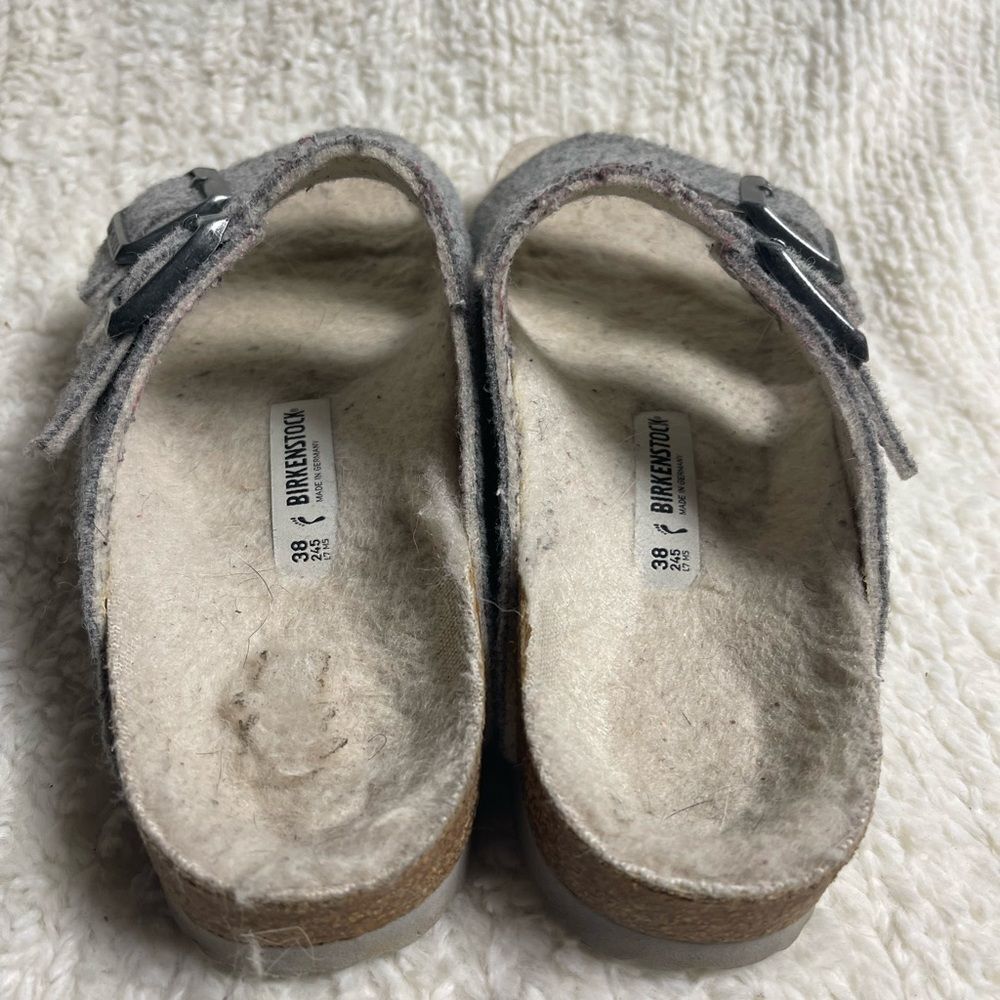 BIRKENSTOCK Arizona Shearling-Lined Sandals Grey SZ38. - Picture 4 of 8